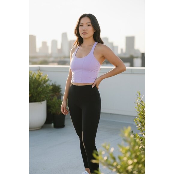 Blogilates Womens Activewear Cropped Top Pink Racerback Workout Yoga Size Medium - Picture 2 of 8